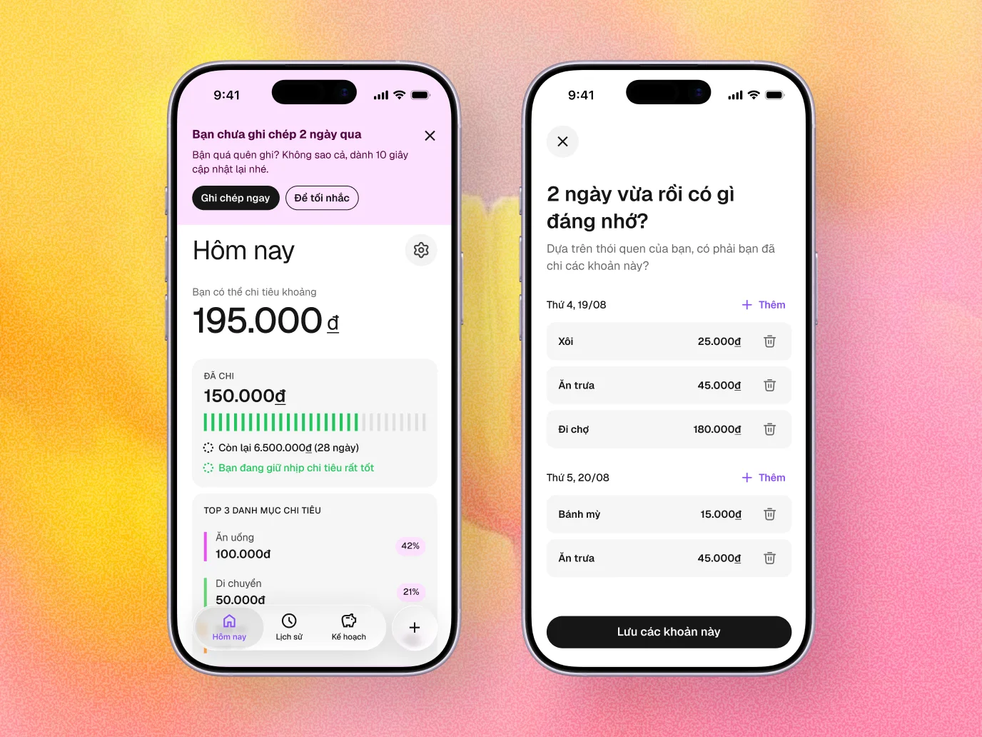 Missed-day reminder and catch-up screen